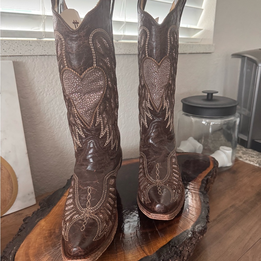 Corral Dark Brown and Tan Cowboy Boots
